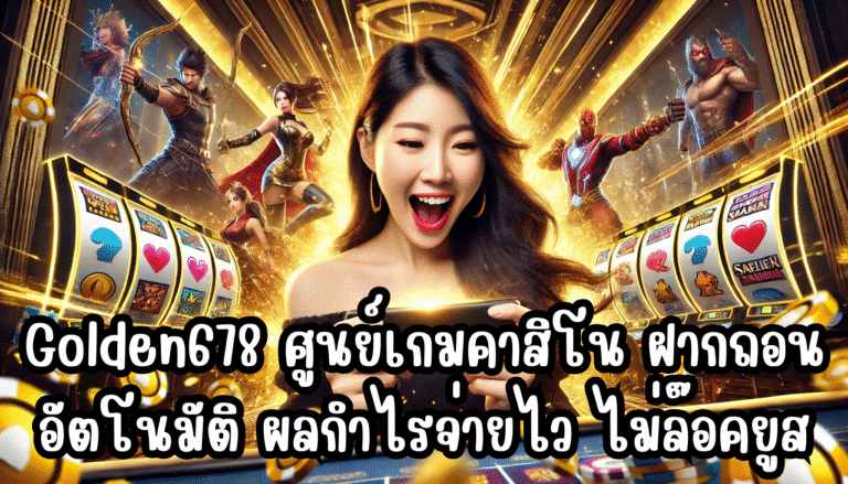 Golden678 ศูนย์เกมคาสิโน เกมน่าเล่นเยอะ ฝากถอนอัตโนมัติ ผลกำไรจ่ายไว ไม่ล๊อคยูส